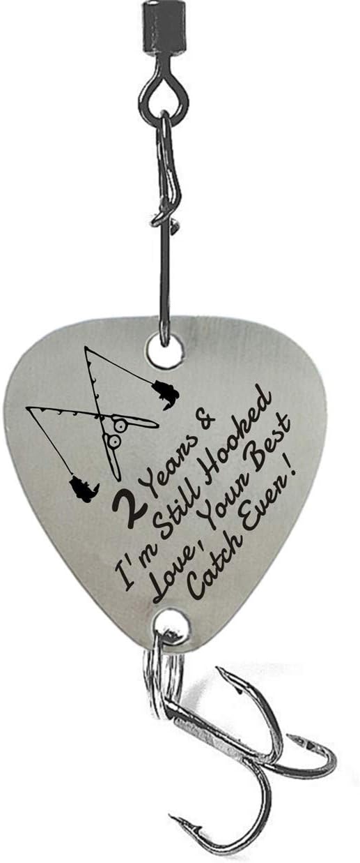 2 Years Wedding 2 Years & I'm Still Hooked Love Your Best Catch Ever Fishing Lure Gift Anniversary Christmas Valentines's Day Gifts for Husband or Boyfriend