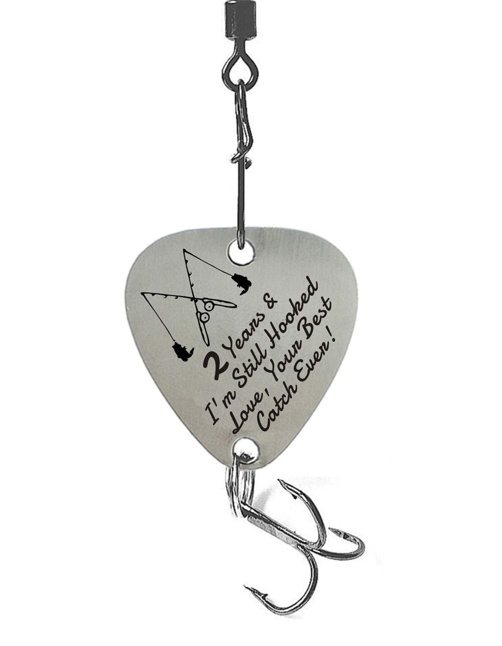 liduola 2 Years Wedding 2 Years & I'm Still Hooked Love Your Best Catch Ever Fishing Lure Gift Anniversary Christmas Valentines's Day Gifts for Husband or Boyfriend