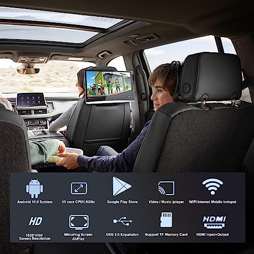 Car Tv Headrest Back Seat,13.3 Inch 4K Upgrade 8 Core Car Tvs Android 10.0 Monitor 1080P Touch Screen Wifi/Bluetooth/Hdmi In+Out/Fm/Mirror Link Video Player 2G + 32G Rom (2Pc) #TOP1