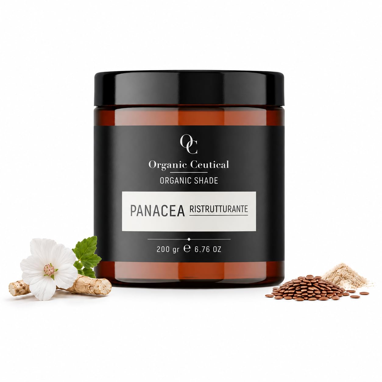Panacea Impacco Ristrutturante Capelli 100% Naturale Made in Italy, Trattamento Volumizzante in Polvere con Altea, Semi di Lino, Soia e Arnica, Ricostruzione Capelli Danneggiati, 200 g