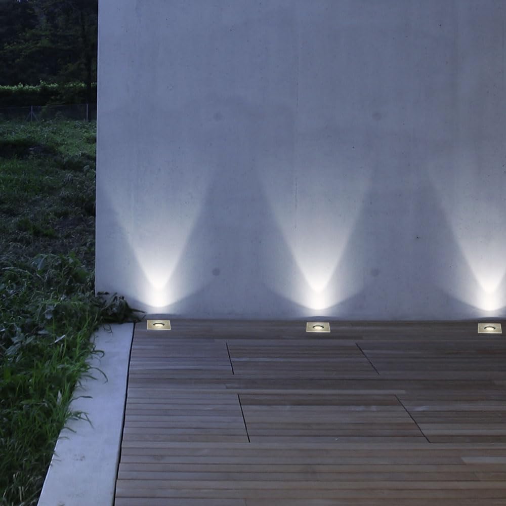Bodeneinbaustrahler GU10 Terrassenboden Einbauspot Bodeneinbauleuchte Außen, Fernbedienung dimmbar, Edelstahl stoßfest, RGB LED 3,5W 290Lm, LxBxH 11x11x12 cm, 3er Set