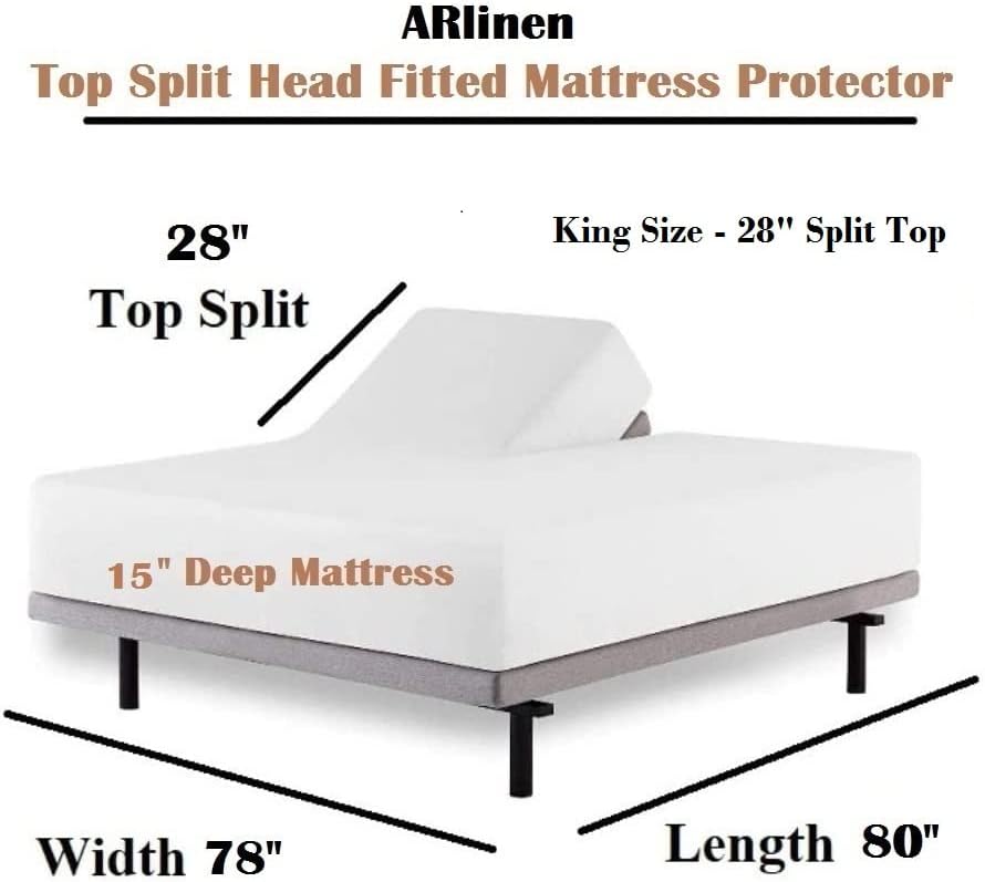 Miniatura 7 de Top Head Flex Split King Protector de colchón de estilo ajustado con bolsillo profundo de 15 pulgadas, 78 x 80 pulgadas, 28 pulgadas dividido desde