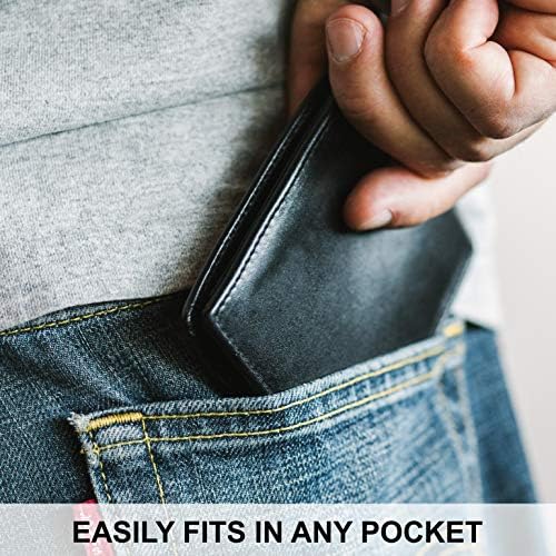 Miniatura 4 de Stay Fine Billetera de tres pliegues RFID para hombre, carteras de cuero para hombres con bloqueo RFID, piel auténtica, cartera de capacidad extra