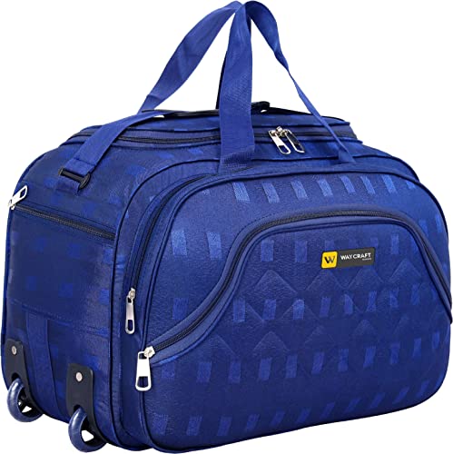 Waycraft (Expandable) Stylish Travel Duffel Luggage Bag with Wheels for Men & Women Duffel with Wheels (Strolley-NAVYBLUE)