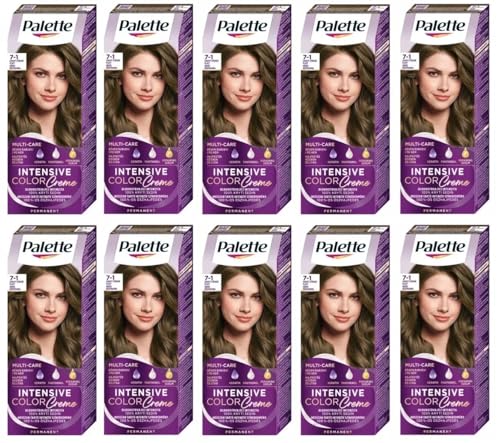 Coloration cheveux marron moyen Palette 7-1 pour une couverture parfaite en lot de 10