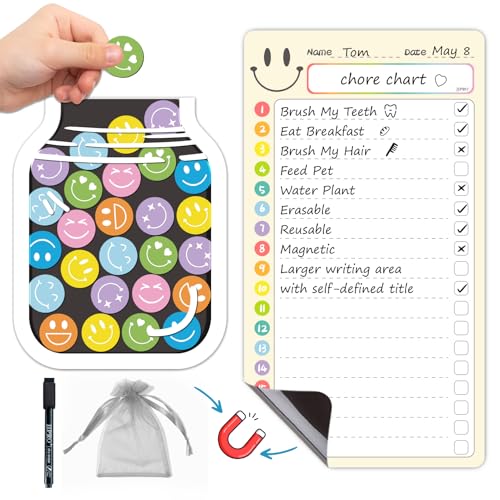 JJPRO Magnetic to Do List for Kids with Smiley Faces