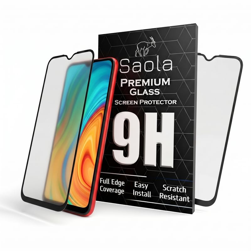 Image of Saola D+ Matte Tempered Glass With 18H Hardness For Realme C3 (Pack Of 1) With Free Installation Kit. Full Screen Coverage - 6.5 Inch