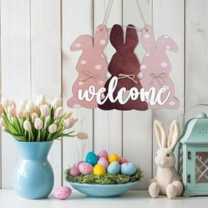 Easter Bunny Welcome Door Sign Wooden Door Decor Wreath Hanging Door Hanger Sign for Front Door Wall Home Farmhouse Decoration (11.8" x 10") Easter Bunny Welcome Door Sign Wooden Door Decor Wreath Hanging Door Hanger Sign for Front Door Wall Home Farmhouse Decoration 118 x 10