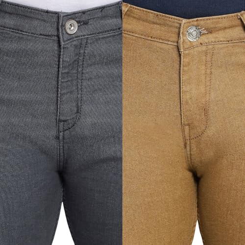 Image of DAIS Men's Stretchable Slim Fit Mid Rise Jeans, Pack of 2, (Combo of 2 Jeans)