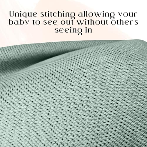 Little Rou Peekaboo Nursing Cover Up for Breastfeeding - Breathable Knit - Soft Organic Cotton & Cashmere Breast Feeding Poncho for Women - Privacy Feature - Includes Mesh Laundry Bag (Sage)