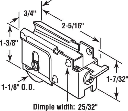 Rodillo de acero con rodamiento de bolas Prime-Line D 1788 para puertas correderas, estilo K-tab, ajustable (paquete individual) miniatura 2