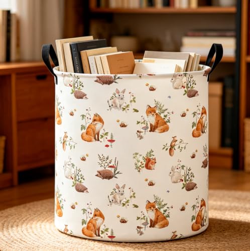 Image of CLOCOR Large Laundry Basket,Waterproof Fabric Storage Container,Room Decor(Watercolor Fox