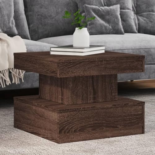 WDGJJFECNMUEHI Table Basse Moderne avec Lumières LED RGB, de Salon en Chêne Marron 50x50x40 cm, Meuble d'Appoint Design pour Séjour, Table à Thé et...