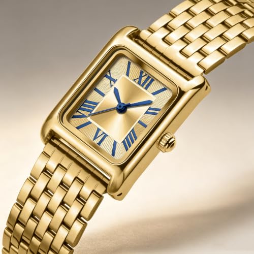 Image of Asan Ge Watches for Women Vintage Bracelet Roman Dial Japanese Movement Rectangular Case Watch 3ATM Waterproof Self-Adjust Watch Size Without Tools