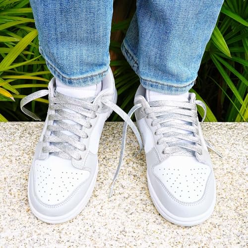 Image of Booyckiy 3 /4 inch Wide Satin Ribbon Shoelaces Flat Colorful Shoe Laces for Women Girls