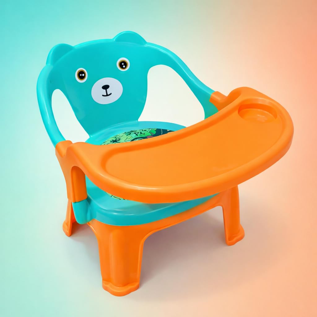MY LITTLE TOWN Kids Feeding Chair| Musical Chu Chu Chair| Baby Chair| 4-36 Months| Baby Chair| Portable| Booster seat (Sea Green with Orange)-image-7