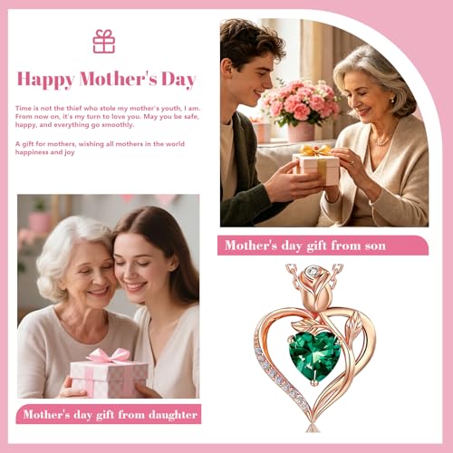 Image of Heart Birthstone Necklace for Women I Love You