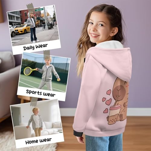 Boys Girls Hooded Hoodie Full Zip Sweatshirt with Pockets for Winter Fall Long Sleeve Fleece Hoodies4