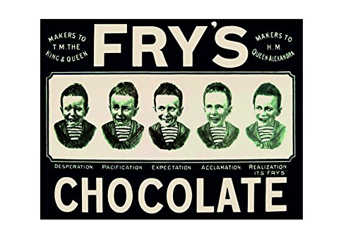 Ecool Fry's 5 boys chocolate retro shabby chic vintage style picture metal wall plaque sign (200mm x 150mm)