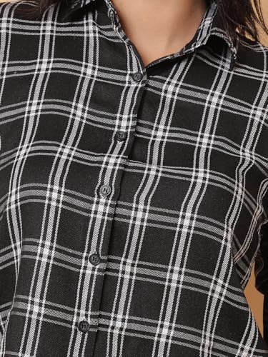 Image of Checked Spread Collar Casual Shirt for Women