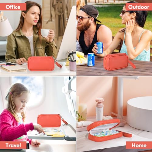 Image of Portable Tampon Organizer - Beige PU Pouch with Handle & Zipper for Women's Period Bags