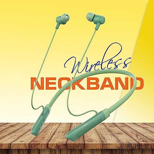 Image of Unix UX-700 Horizon Wireless Neckband | 34-Hour Playtime | Extra Bass | Magnetic Earbuds | Bluetooth Headset with Mic | Sweatproof | Ergonomic Fit | 200mAh Battery | Hands-Free Calling (Green)