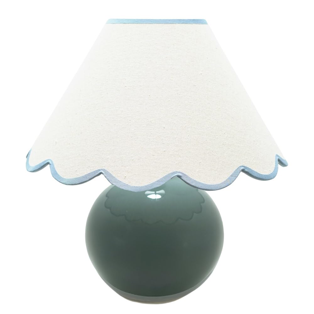 Valuelights Blue | Eucalyptus Ceramic Table Lamp With Trim Scallop Lampshade Living Room Bedside Light | Table Lamps, Home Décor & Improvement Essential