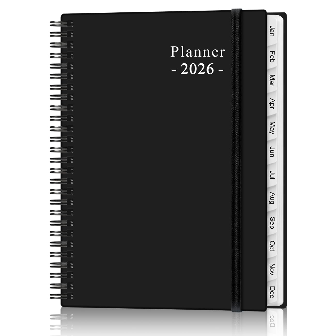 2026 Planner - Planner 2026 from January 2026 to December 2026 with 12 Monthly Tabs, Flexible Cover, Inner Pocket, 8.5" x 11", Black