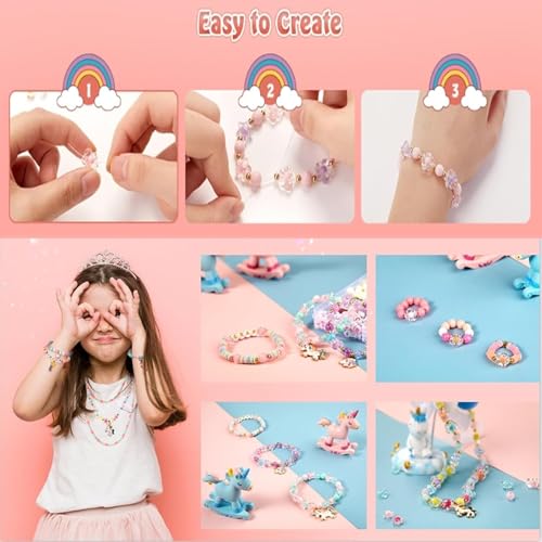 Image of MAGHROLA Children's Jewelry Making Kit - Colorful Beads DIY Bracelets, Necklace, Hairband & Rings Craft Kits Birthday Gift Activity Games for Girls Age for 4, 5, 6, 7-Year-Old Little Girls-Multicolor