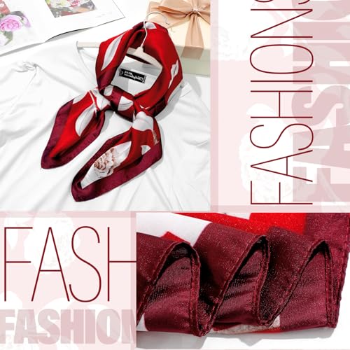 Silk Neck Scarf for Women - 27.5x27.5 inch Scarf for Women Hair, Soft Lightweight Fashion Square Bandanas3