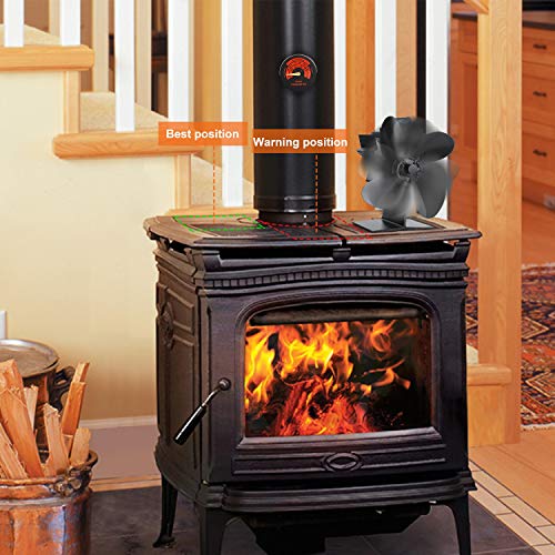 image for CWLAKON Wood Stove Fan-Silent Operation 4 Blades with Stove Thermomete