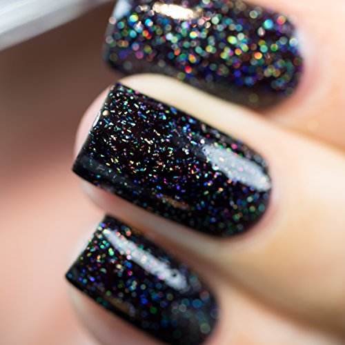 Image of ILNP Cityscape - TRUE Black Holographic Jelly Nail Polish, High Gloss and Sparkle, Long Lasting, Chip Resistant Manicure, Non-Toxic, Vegan, Cruelty Free, 12ml