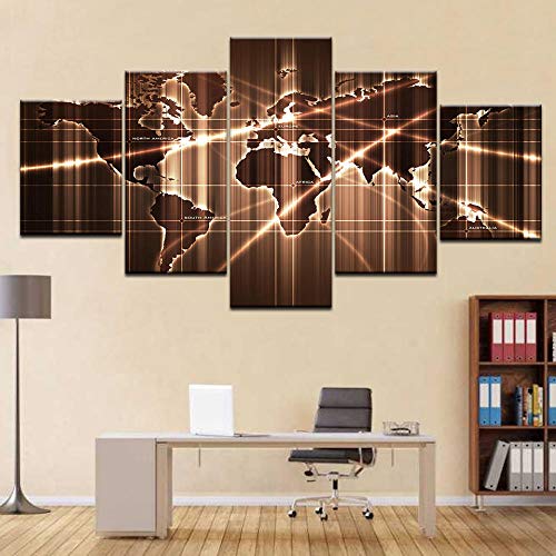 5 Leinwandbilder Rahmenlos Wandbilder Wohnkultur Leinwanddrucke HD Globe Weltkarte Vintage Puzzle Abstract Dekoartikel Drucke auf Leinwand