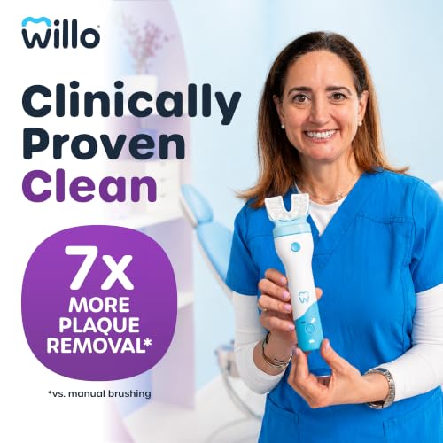 Image of Willo BrushBot Kids Toothbrush Kit, Medium Bubble Dye-Free | U-Shaped, Electric, Automatic, Rechargeable, with 2 Minute Timer, App Connectivity, Soft Bristles, Plaque Removal