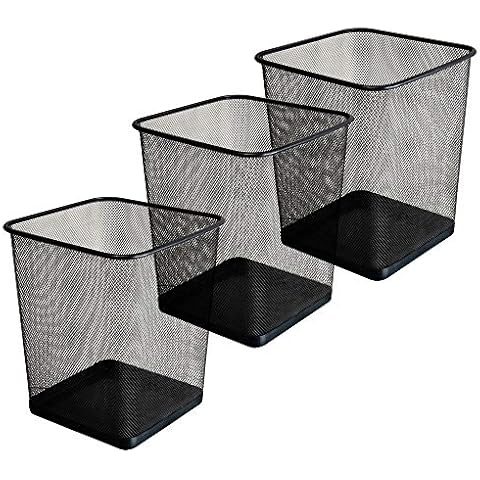 Lawei 3 Stück Metall Papierkorb aus Drahtgeflecht Abfalleimer leichtgewichtiger Mesh Eckig Papierkorb Mülleimer Mesh Papiereimer fürs Büro Cover