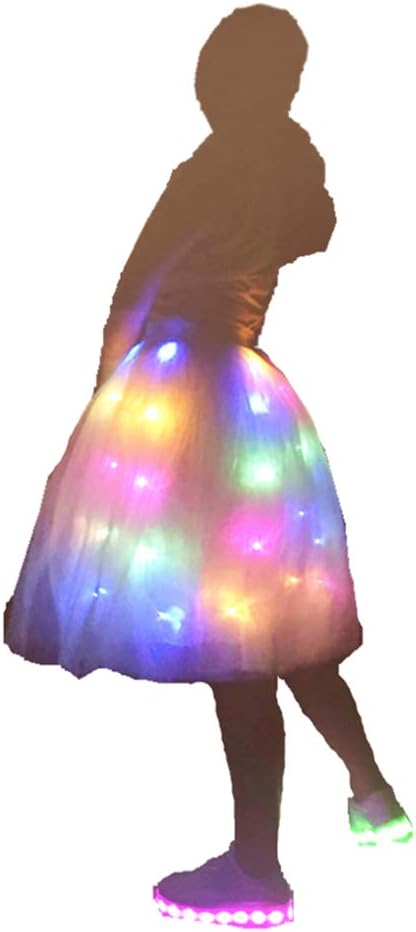 SHINYOU Women Tutu Skirt LED Light Up A Line Short Knee Length Tutu Tulle Skirt White - Image 7