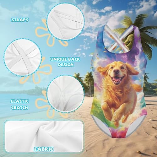 Image of One Piece Swimsuit Girls Cross-Back Bathing Suit 5-14Y Kids Swimwear Cute Swimsuits Sleeveless Bathing Suits