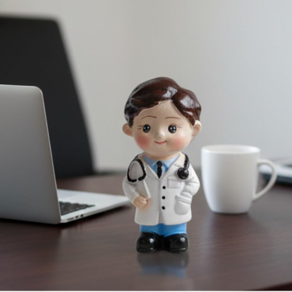KSV Enterprises Small PVC Doctors Figures for Office Desk, Home Décor, Unique Decoration for Car Interiors Doctor Figurine with Stethoscope, White Coat, Medical Professional Theme (Male)-image-41