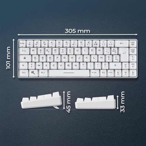 2024 Nuovo - K208 Tastiera Gamer cablata TKL Compact (francese AZERTY) 69 Tasti RGB - Cavo USB di tipo C staccabile - PC/PS4/PS5/Console di gioco- 23 Tasti Anti-Ghosting (bianco) - Tastiera gaming - Immagine 5