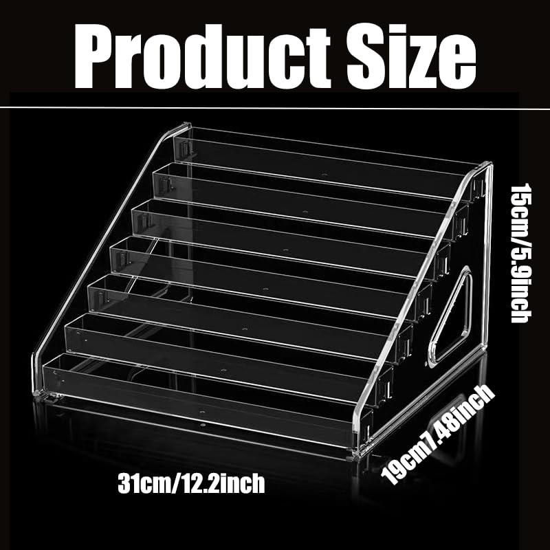 QuZCarious Acrylic Nail Polish Organizer Rack,2 Pcs 7 Tier Nail Polish Holder Stand,Sunglass Organizer, Essential Oils Storage Shelf, Holds Up to 84 Bottles