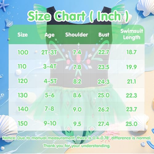 Image of Girls One Piece Swimsuit Colorful Mermaid Bathing Suits Cute Kids Princess Beach Swimwear 2-10 Years