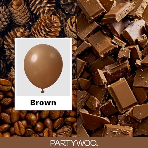 Image of PartyWoo Brown Balloons 100 pcs Different Sizes of 18 12 10 5 Inch Boho Neutral Coffee Dark Brown Balloon Arch Kit Garland for Wedding Baby Shower Gender Reveal Birthday Party Decorations Brown-F09
