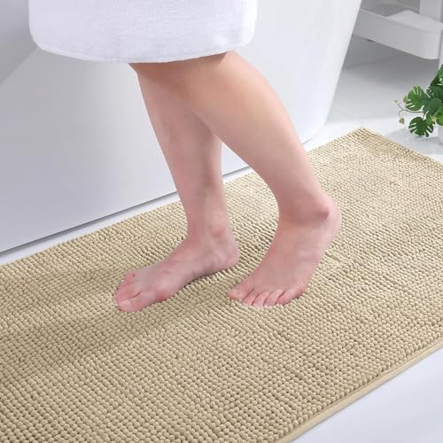 Homaxy Badezimmerteppich rutschfeste Badematte Waschbar Badteppich Weich Chenille Badevorleger Saugfähige Duschvorleger für Badezimmer