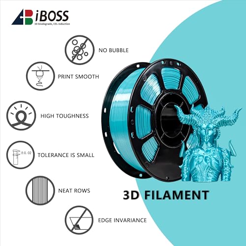 Image of iBOSS 3D Printer Silk Filament, Shiny Silk PLA+ Filament 1.75mm, Smooth Silky Surface PLA Plus, Great Easy to Print for 3D Printers, Dimensional Accuracy + /- 0.02mm, Silk Pearl Blue 1KG