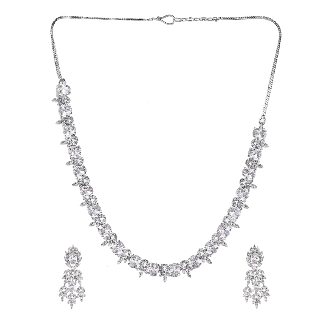 VOYLLA Sparkling Elegance CZ Jewellery Set, Brass, Cubic Zirconia