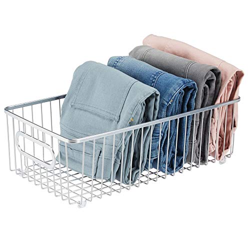 mDesign Decorative Metal Drawer Organizer Tray, Storage Organizer Bin Basket with Handles, for Closets, Bedrooms, Entryways, Mudrooms, Kitchens, Pantry, Bathrooms - 8