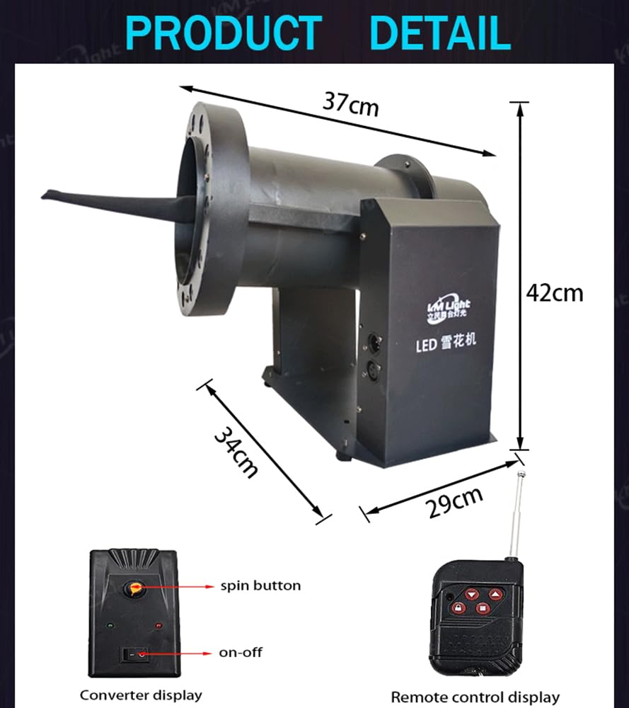 FAXIOAWA Máquina de Nieve Mejorada de 2000 W con 12 Luces LED RGB, producción de Escenario de Grado Profesional, Navidad, Halloween, Fiestas, Bodas y escenarios de DJ