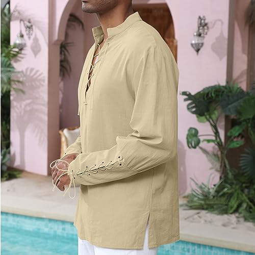 Image of CTU Men's Cotton Shirt Pirate Shirt Medieval Viking Renaissance Costume