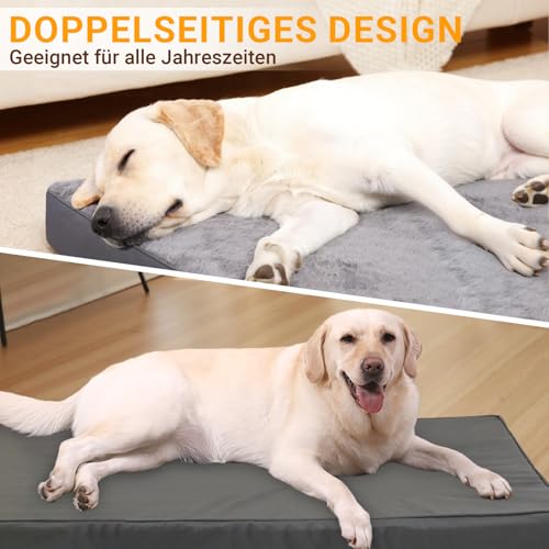 AZVFLY Hundebett Orthopädisch Grosse Hunde: Bequem Eiförmiger Schwamm Waschbar Hundekissen, rutschfest Bissfestigkeit mit Abnehmbarer Deckel, Doppelseitig Wendbare Lieblingswintergeschenk für Hunde