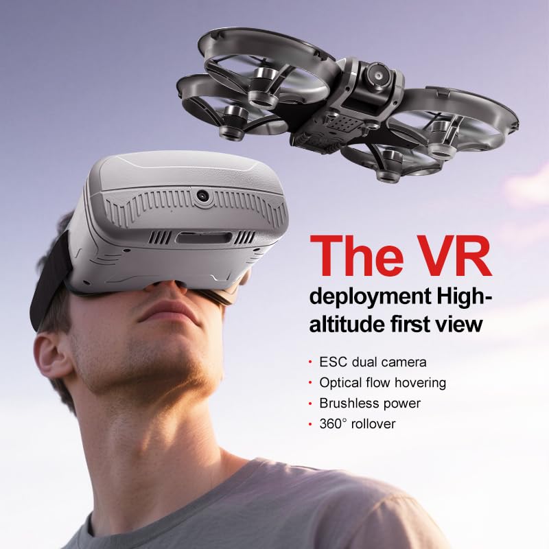 VR FPV Drone, Experience First-Person View Flight, Comes With a VR Goggle Kit and Remote Controller. The Drone Features a Full Propeller Protection Guard and Collision-Resistant Structure, Making It Easy to Operate and Perfect for Beginners. Equipped With an Optical Flow Positioning System and Brushless Motors for Smoother and More Precise Flight. Ideal as an FPV Quadcopter for Entertainment or as a High-Performance Remote Control Helicopter. - Image 6